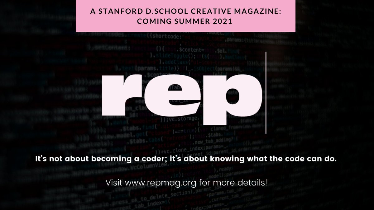 HMW ensure technology represents everyone? Learn about Rep Mag, a <a href="/stanforddschool/">Stanford d.school</a> creative magazine and <a href="/FastCompany/">Fast Company</a> #FCWorldChangingIdeas finalist that introduces young people to emerging tech &amp; the powerful role they can play in building a just world. repmag.org