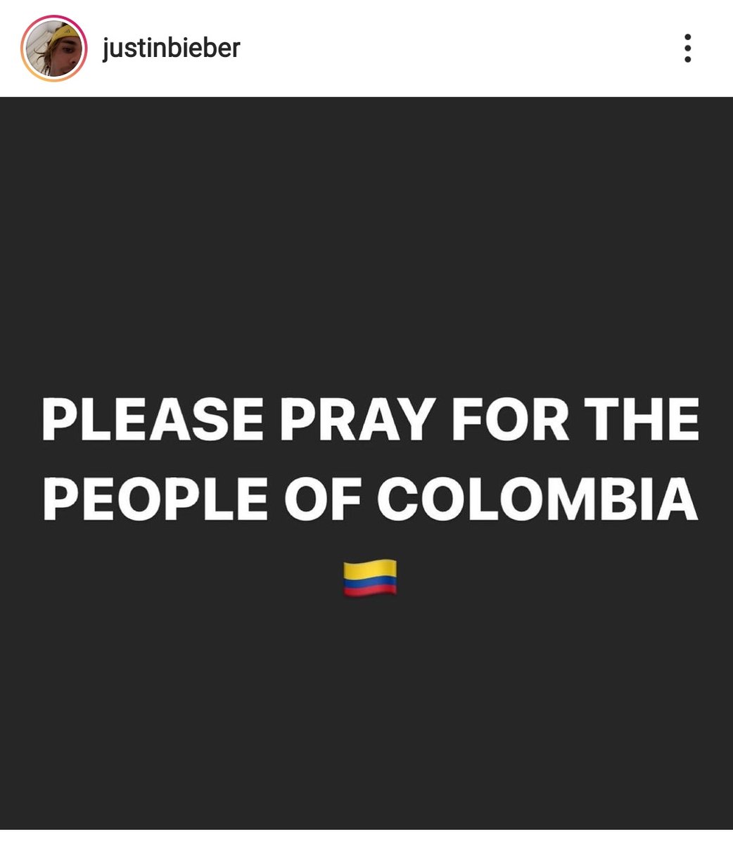 OMG hasta Justin Bieber tiene más empatía por Colombia que muchos artistas de aquí que no se han pronunciado, SIGAMOS EN LA LUCHA NOS ESTAN ESCUCHANDO 🙏❤️ #ColombiaResiste #SOSColmbia #SOSColombiaDDDHH #ColombiaPuedesTodo