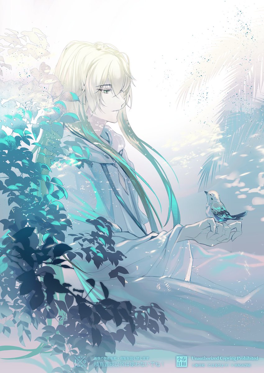 enkidu (fate) robe white robe bird bird on hand long hair 1boy male focus  illustration images