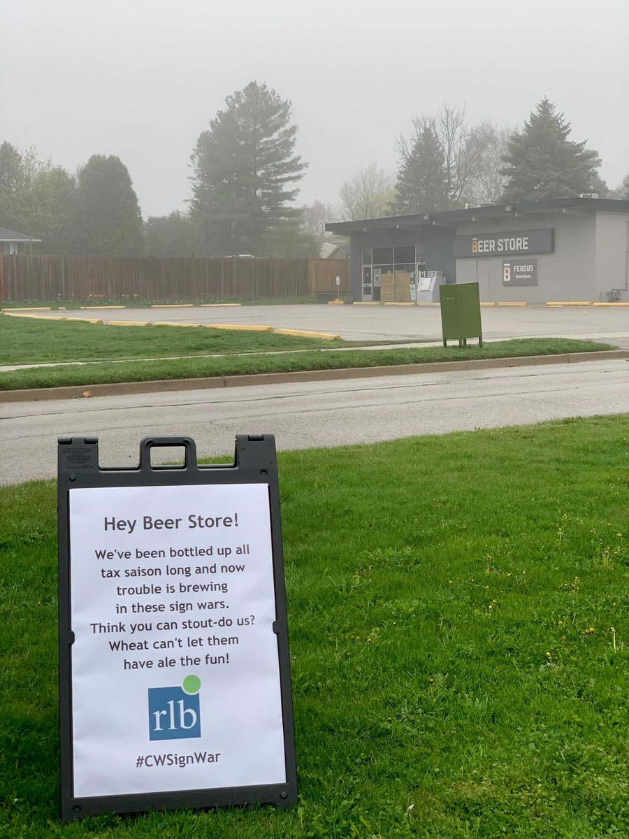 Tax season may be over but the #cwsignwars have just started! We're looking at you Dixons and The Beer Store, Join in on the fun!

#CentreWellingtonChamberofCommerce #DixonsHomeHardware #TheBeerStoreFergus