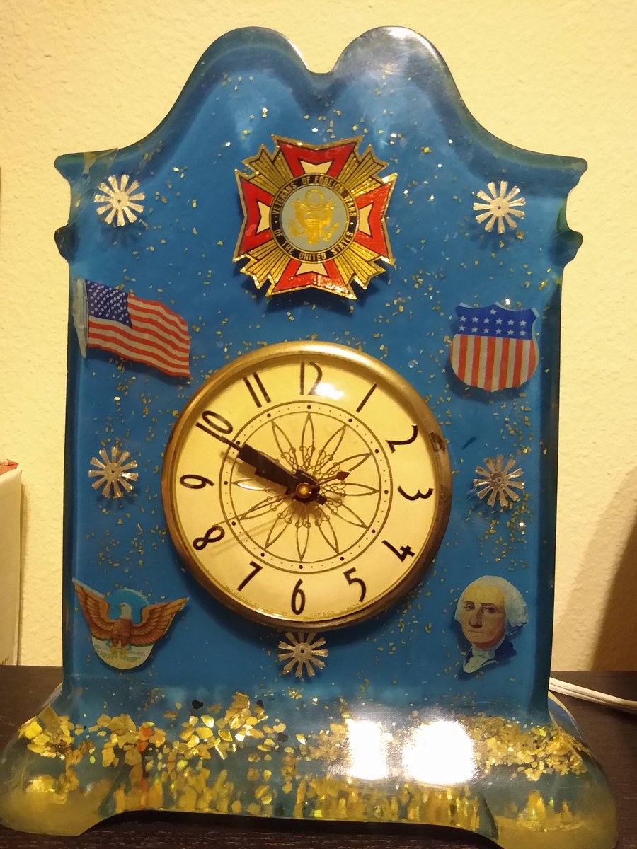 Brick_MoJo's tweet photo. Just noticed my Government Conspiracy Vomit Clock had to be reset after the power outage the other day.... behold it's hideous 1960s Glory 😻🤮 

Always appreciate a chance to be reminded how much I love and wished for it ha ha ha 🤣🔮🧙‍♀️ #WeirdObsessions #VomitClock https://t.co/s4PcMDN6UP