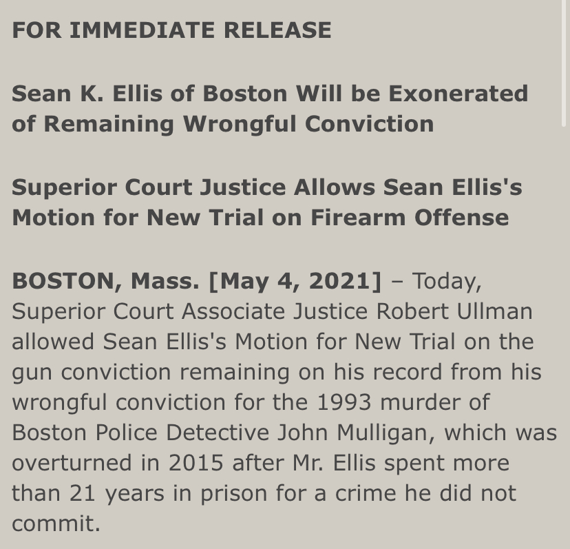 RosemaryScapicc's tweet photo. Thrilled to share that Sean’s gun conviction was overturned today.  He is finally free!

Click here to read the full press release: https://t.co/WCJBE5CBHG https://t.co/0GROL6mSrB
