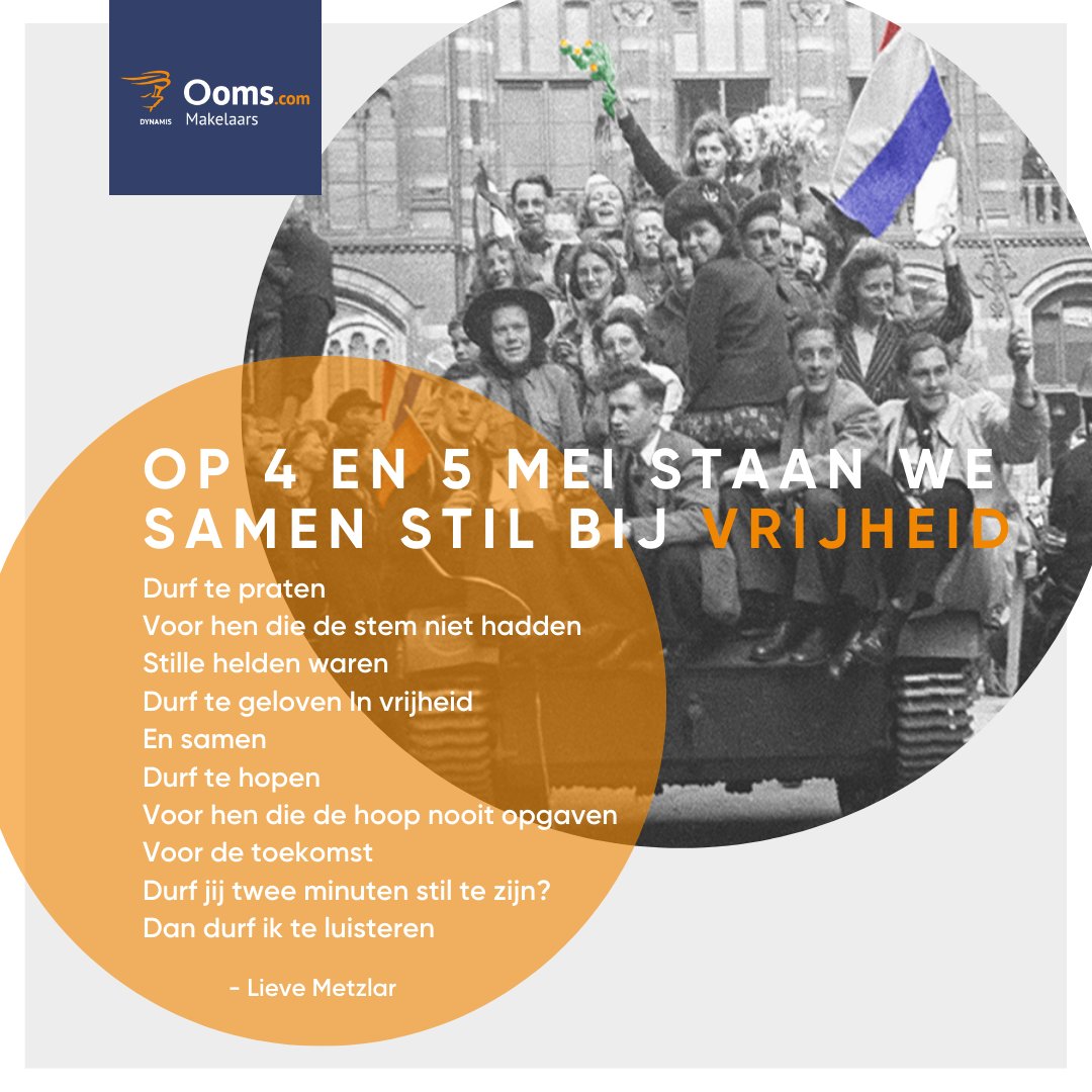 Op 4 en 5 mei staan we samen stil bij vrijheid. ✨

#oomsmakelaars #nationaledodenherdenking #oomsweetwaterleeft
