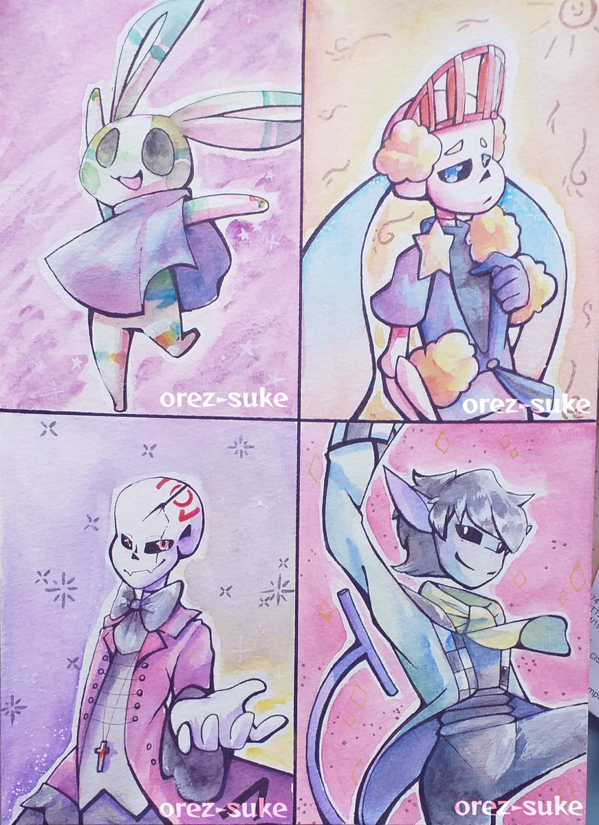 OrezSuke's tweet photo. And now for some other friends uwu
Ponpon belongs to @detectiveblur
Weaver belongs to @CyaneWorks
Zero belongs to 13-lenne-13
Maybe belongs to Nanobanana
(Both on Deviantart
#undertale #undertaleoc #underweaver #ponpon #cropath #watercolor #watercolour #aquarelle https://t.co/VvsCden8PY