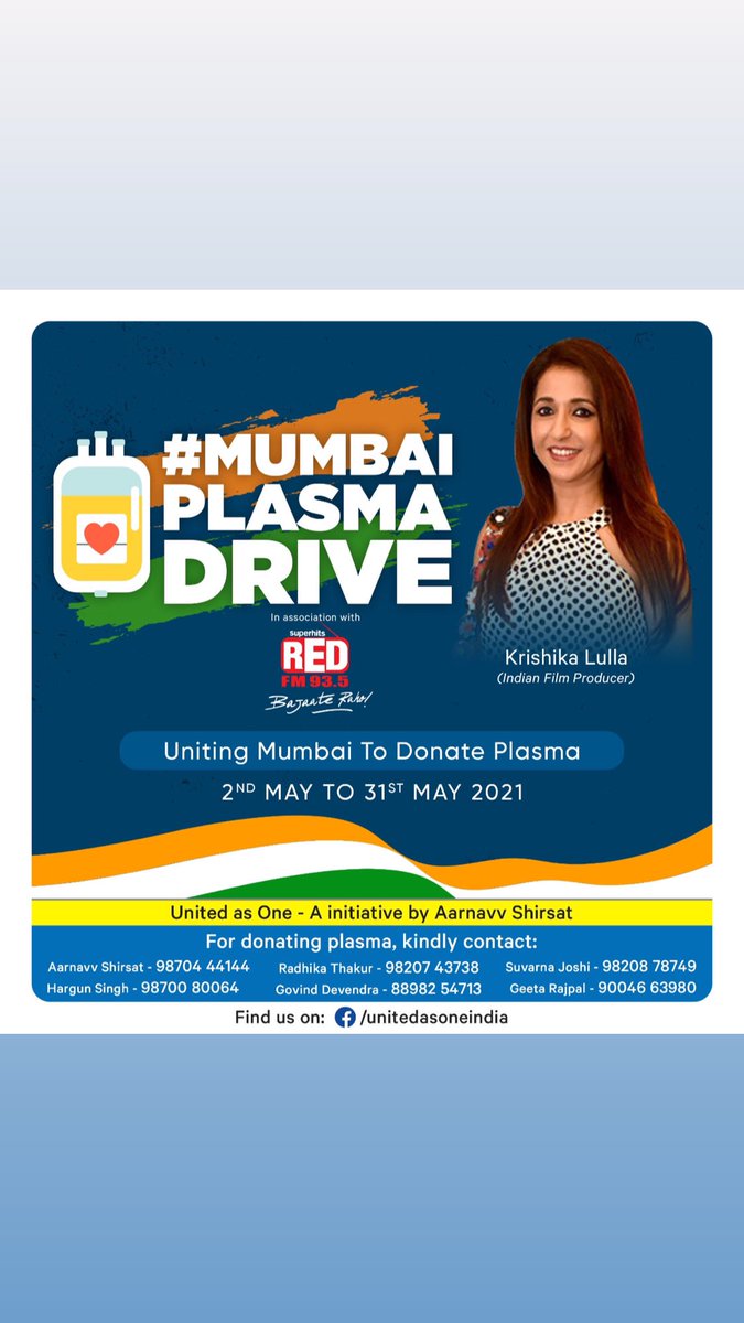 #mumbaiplasmadrive #plasmadonation #mumbaistandsforplasma #unitedasone #weareone @unitedasoneindia @redfmindia @aarnavvshirsatofficial  @redfm_mumbai

Follow us on Facebook / unitedasoneindia