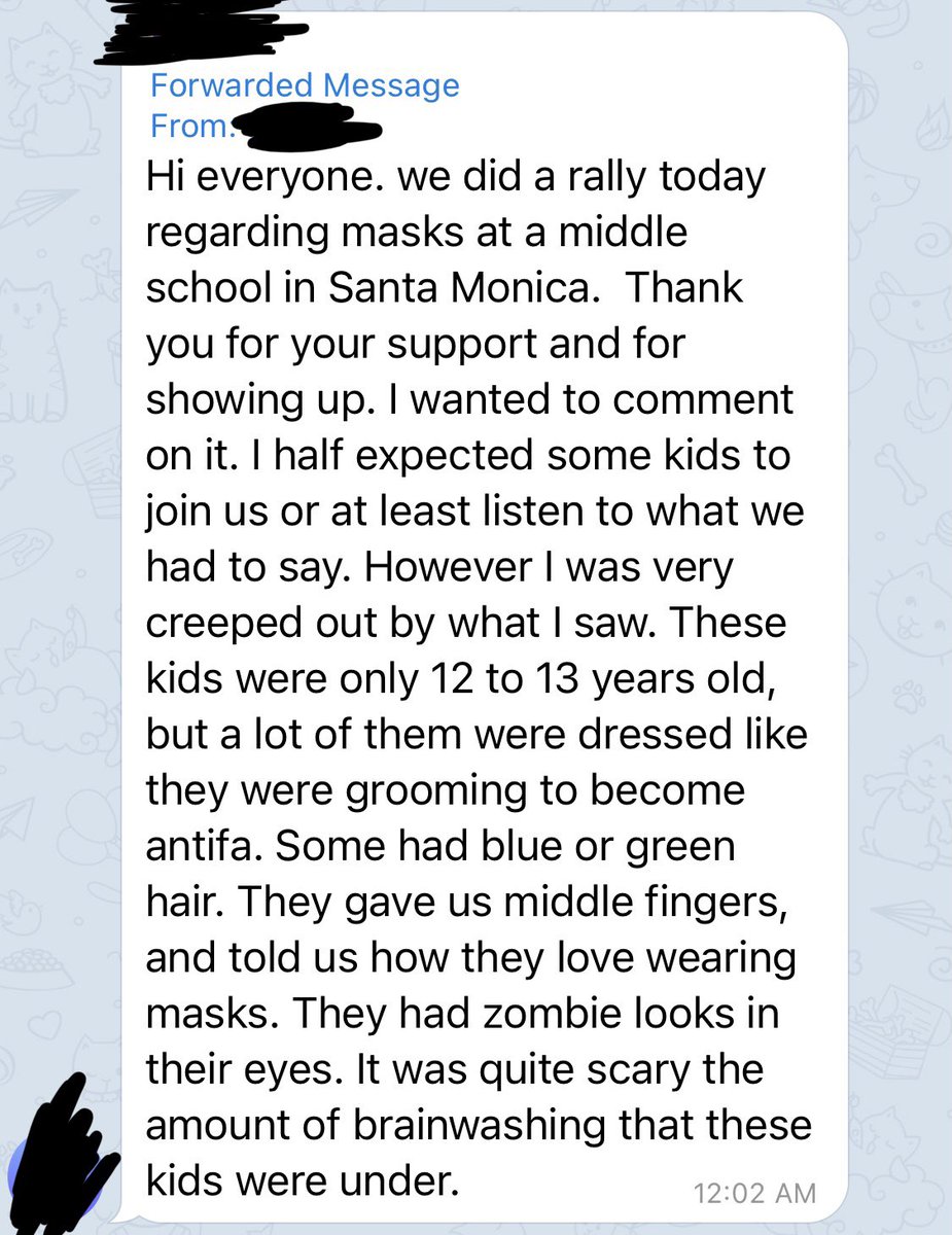 Update: I was sent a screenshot of one of the protesters expressing dismay at the kids’ reactions. They say that they “expected some kids to join us.” Instead, they were met by kids who “were dressed like they were grooming to become antifa.”“They gave us middle fingers…”
