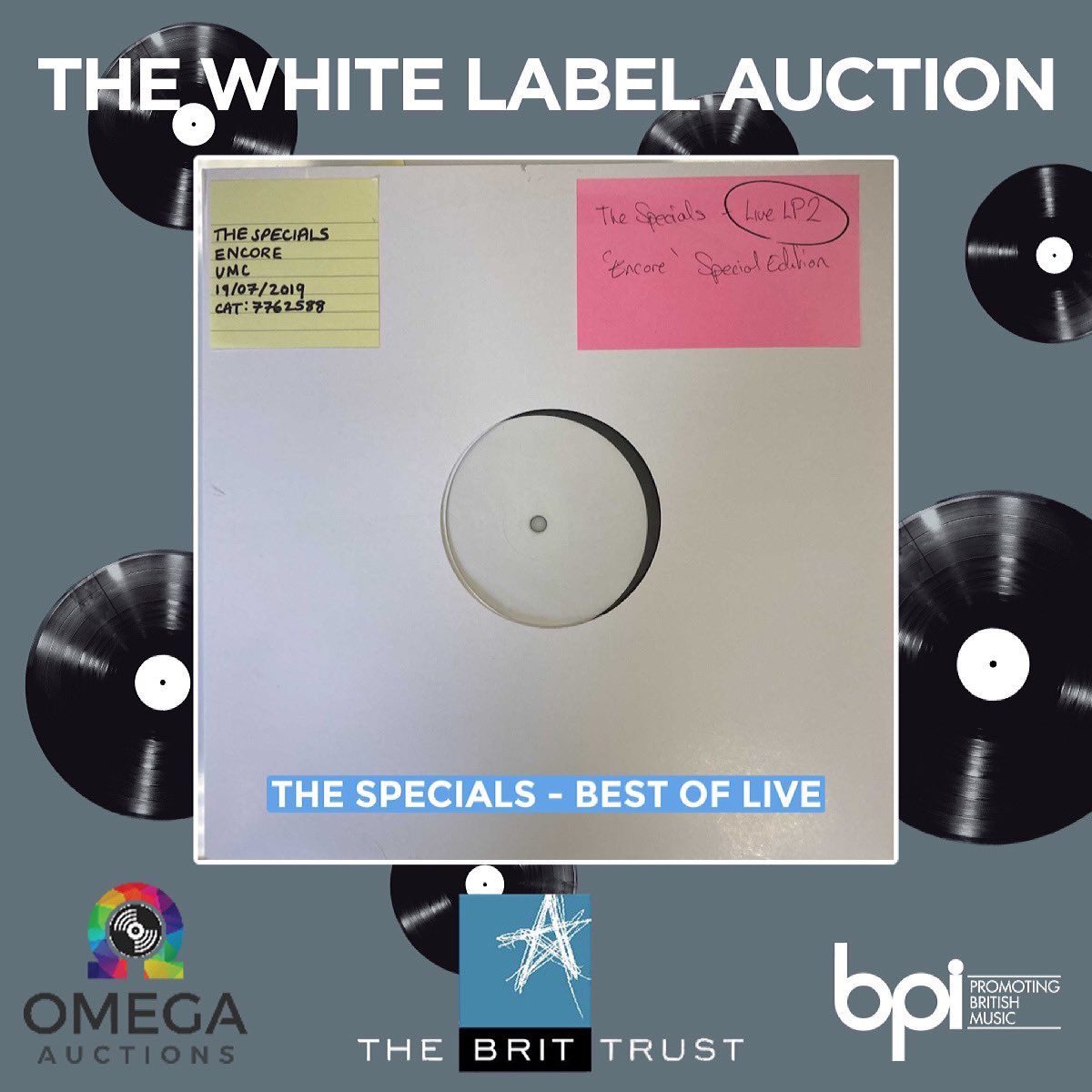 Last chance to get your bids in for this 1 out of 5 limited test pressings as part of the @WhiteLabelAuct tomorrow May 5th in aid of The BRIT Trust! Bid here bit.ly/TheSpecialsWhi…