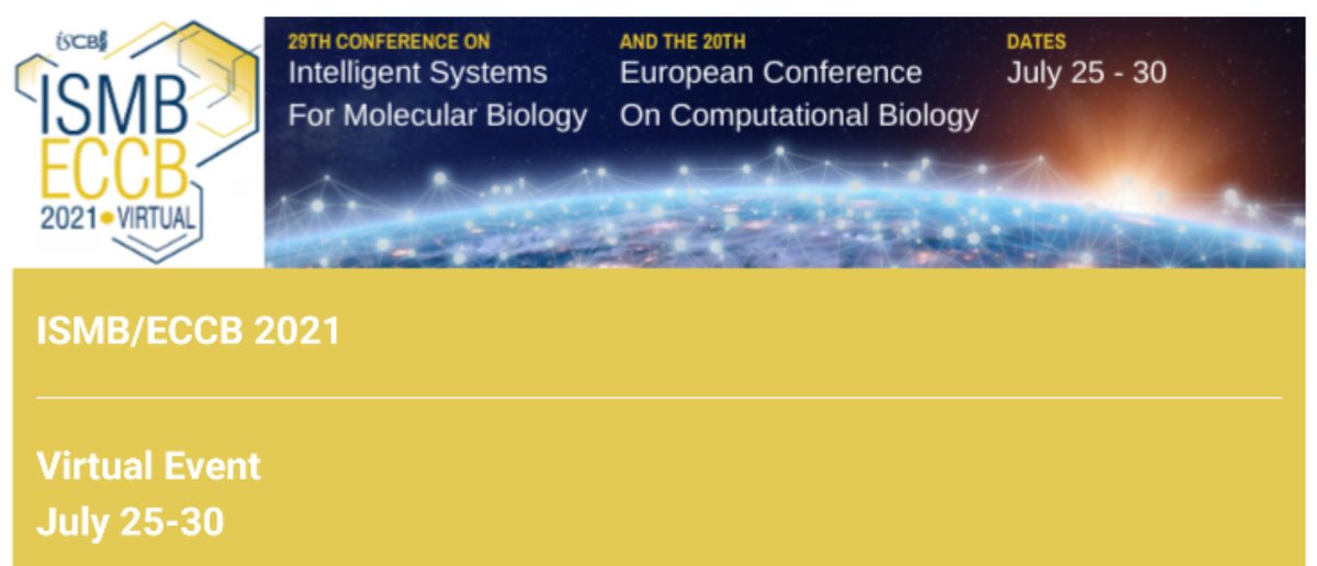 janani137's tweet photo. 📢 Last 2 days for submitting yr abstract to the #EvolCompGen COSI, ISMB/ECCB 2021; deadline on May 6!
We are looking forward to seeing you at @ISMBinfo 2021! @iscb

Submit: https://t.co/W8ZKilUHAT

⁉️Qs
Track leads/abstract chairs @EvolComp
@EdwardLBraun1 Giltae Song @janani137 https://t.co/WiODltQ1zS