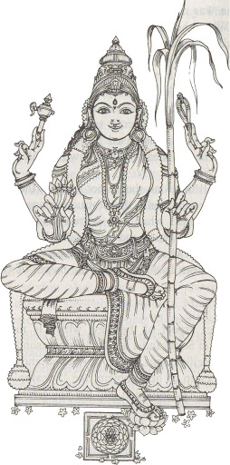 "Shodashi (S) “the Sixteen,” a reference to the goddess Lalita Tripurasundari and also a reference to the number of kalas, or etheric vaginal secretions of some forms of Tantra and of Typhonian magic."Shodashi is also known as "Lalita"