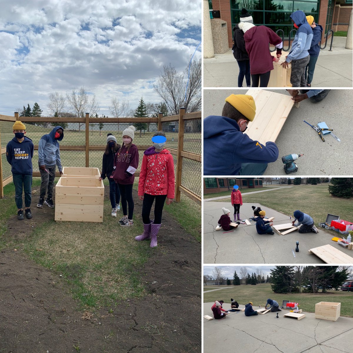 Ecole_JA's tweet photo. Bravo les menuisiers et menuisières de 5M... on a 2 boîtes de jardinage! 🥰 D’autres groupes en feront demain. #ViceVersa #CSCNinfo #edmonton #projetdurable #CDÉA #jardin #FRAB #menuiserie #mesures https://t.co/0jlm4eKwar