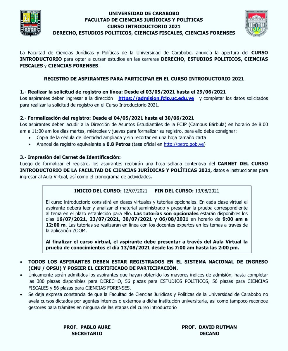 GenteUC's tweet photo. 🚨 #INFOGENTE 🚨
La @FCJPDerechoUC anuncia la apertura de su Curso Introductorio para  las carreras de Derecho, Estudios Políticos, Cs. Fiscales y Cs. Forenses. Realizar solicitud a través de: https://t.co/nClpyRRtOJ
Desde: 03/05/21
Hasta: 29/06/21 (formalizar hasta el 30/06/21) https://t.co/5WEJwcmHg2