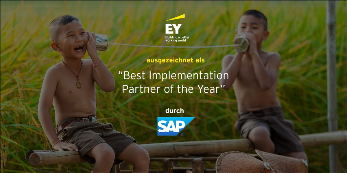 #SAP hat EY zum „Best Implementation Partner of the Year“ ernannt - eine tolle Anerkennung für unsere Anstrengungen, gemeinsam mit SAP unseren Kunden bei der Umsetzung einzigartiger Innovationsprojekte zu helfen. #TransformationRealized #S4HANA