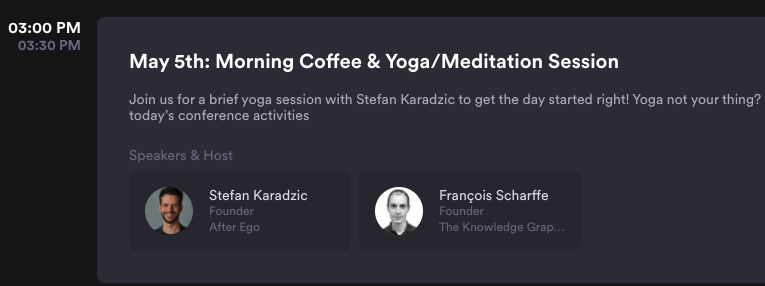 BranaRakic's tweet photo. And definitely recommend starting your day with my brother @stefkaradzic of After Ego to tune into your KG flow for the day at @KGConference 
#traceon https://t.co/9efGgdSNlD