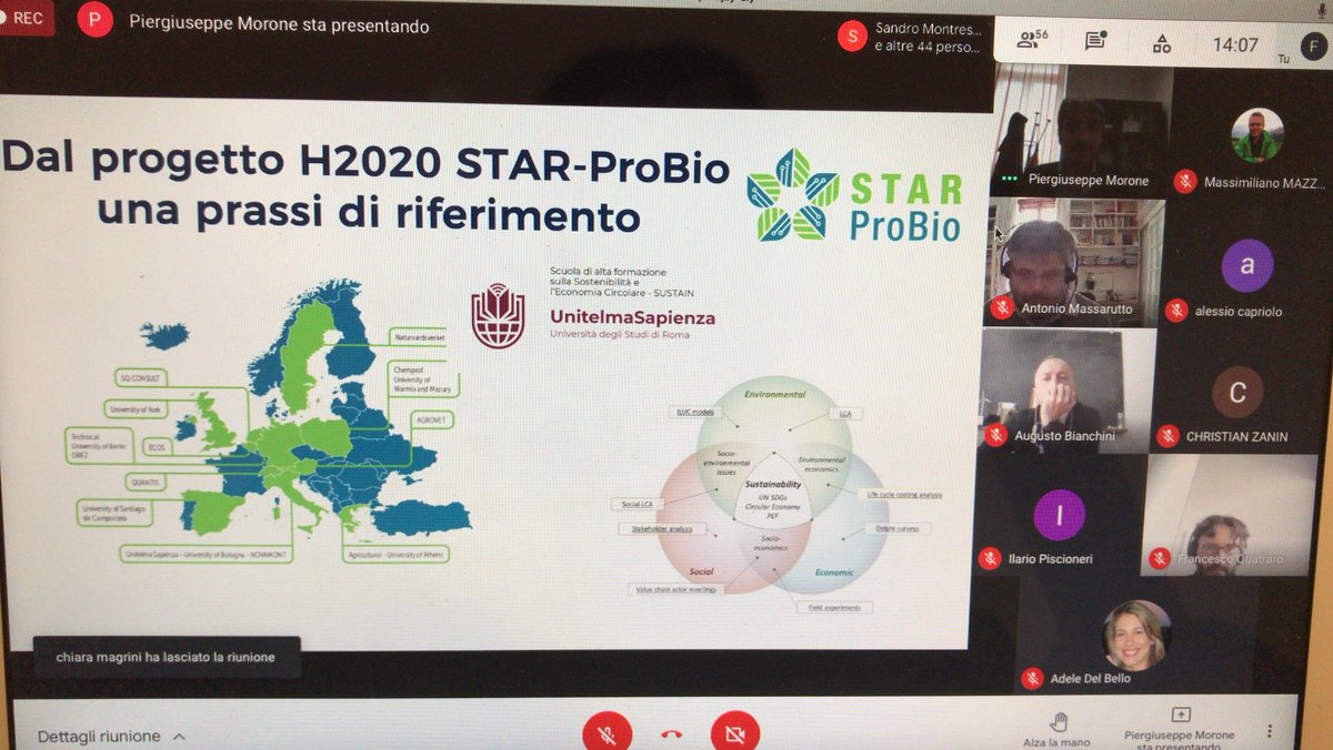 Il prof. #Piergiuseppe #Morone ha presentato i risultati del progetto STAR-ProBio nel corso del webinar “Economia Circolare, Bioeconomia, Sostenibilità Sociale ed Ambientale - Progettualità e Temi di Ricerca verso Horizon EU” organizzato da #SEEDS.