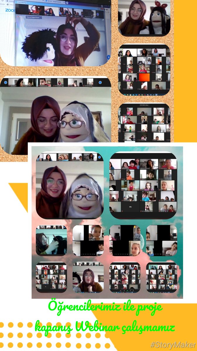 AtalarBirgul's tweet photo. Çocuk İcadı Children's invention eTwinning projemizin kapanış Webinarında Öğrencilerimizi vantrolog sanatı ile danıştırmamızı sağlayan vantrolog Masal öğretmeni Betül ÖLMEZ ve kuklaları Akasya, Çınar ve Gülbeyaz Nine ile harika bir masal etkinliği.@BartMem @tretwinning @tcmeb https://t.co/J1KNfS71su