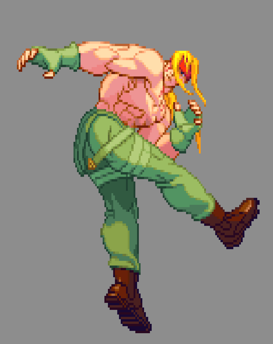Alex has nearly 1000 frames of animation. I& #39;ve been playing Street Fighter 3 for over 20 years now and I still marvel at them. Try pausing the game at irregular intervals. Catch some transient frames that your brain hasn& #39;t fully processed before. They& #39;re all GORGEOUS  #SF3