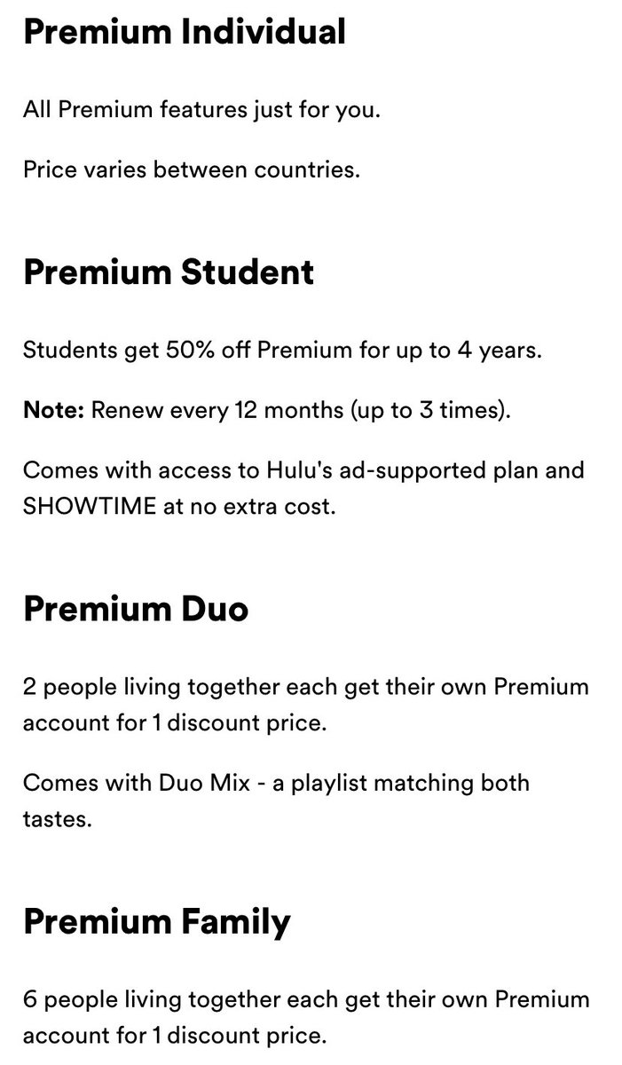 if you want to buy the premium option there’s student discounts and family options where you can buy premium for multiple people or accounts