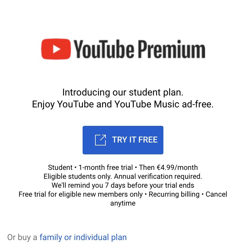 if you want to buy the premium option there’s student discounts and family options where you can buy premium for multiple people or accounts
