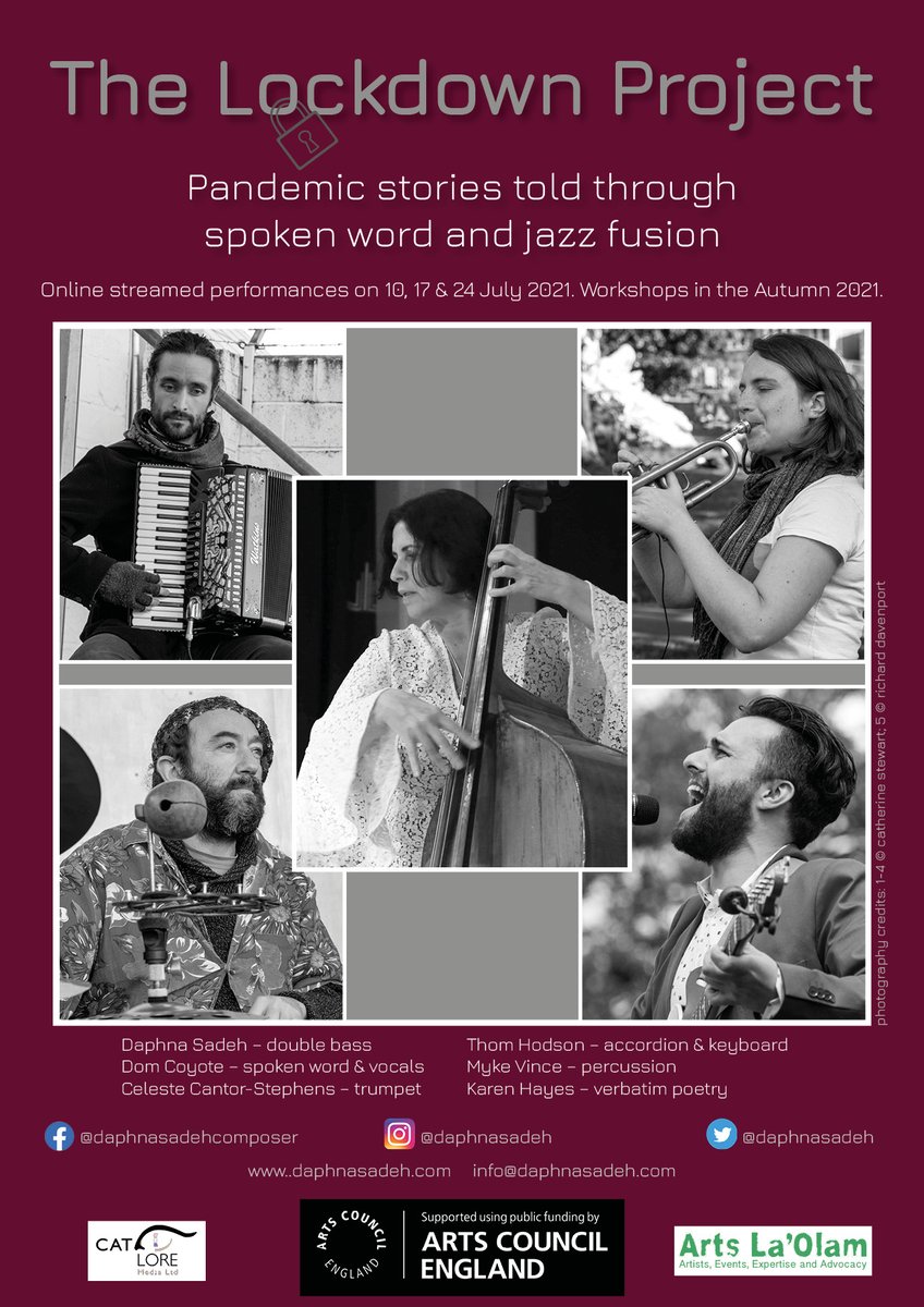 I am excited to announce that I have received an ARTS COUNCIL grant for this project! We are officially launching The Lockdown project with streamed performances and workshops. 
Watch this space!
#AceSupported
#letscreate
#ArtsCouncilofEngland