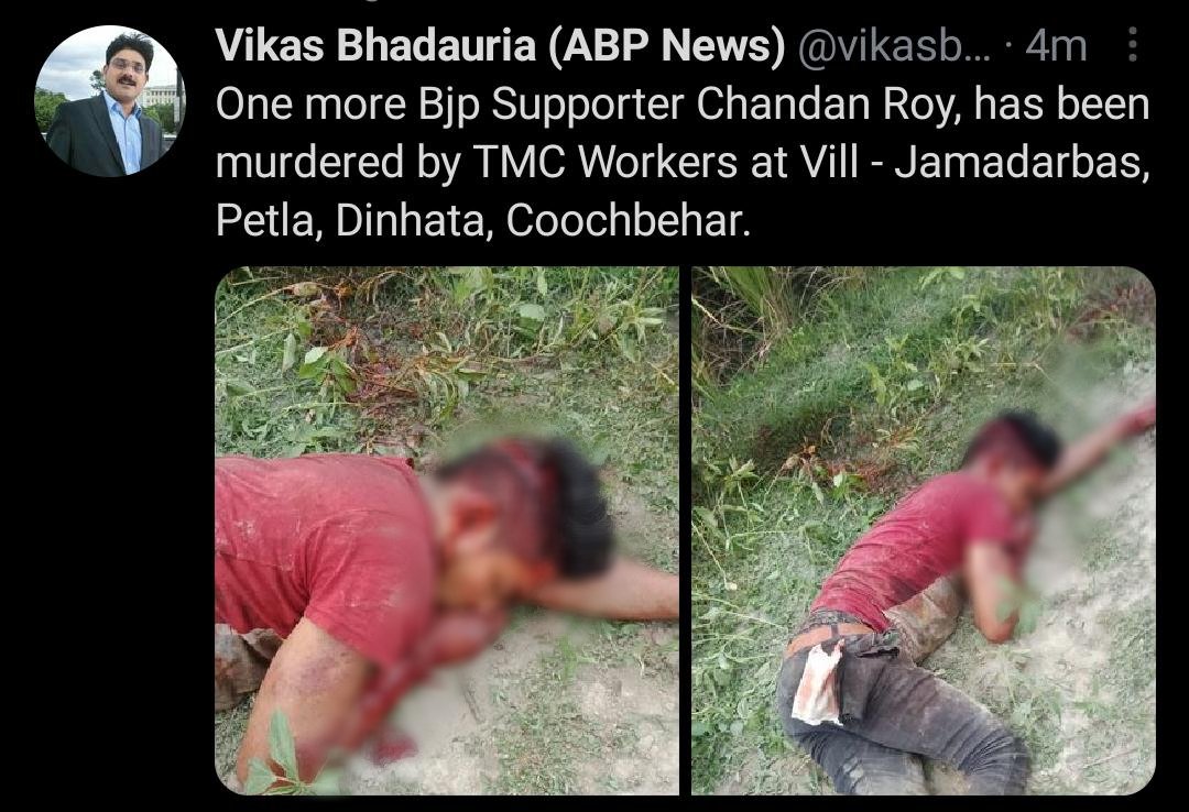 AdityaaSingh26's tweet photo. Bjp karyakarta gangraped😭
People of Bangal enjoying the spirit of true democracy. And also congratulate @MamataOfficial and so called SECULARS.

#ShameOnMamata
#ArrestMamataBanerjee 
#ArrestMamata 
#PresidentsRuleinBengal https://t.co/n0exI4dwcw