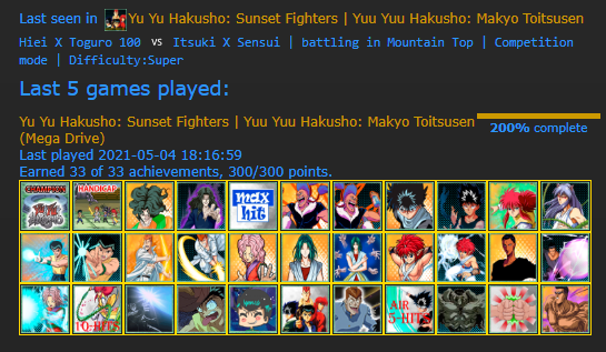 Yu Yu Hakusho: Sunset Fighters  Yuu Yuu Hakusho: Makyo Toitsusen (Mega  Drive) · RetroAchievements