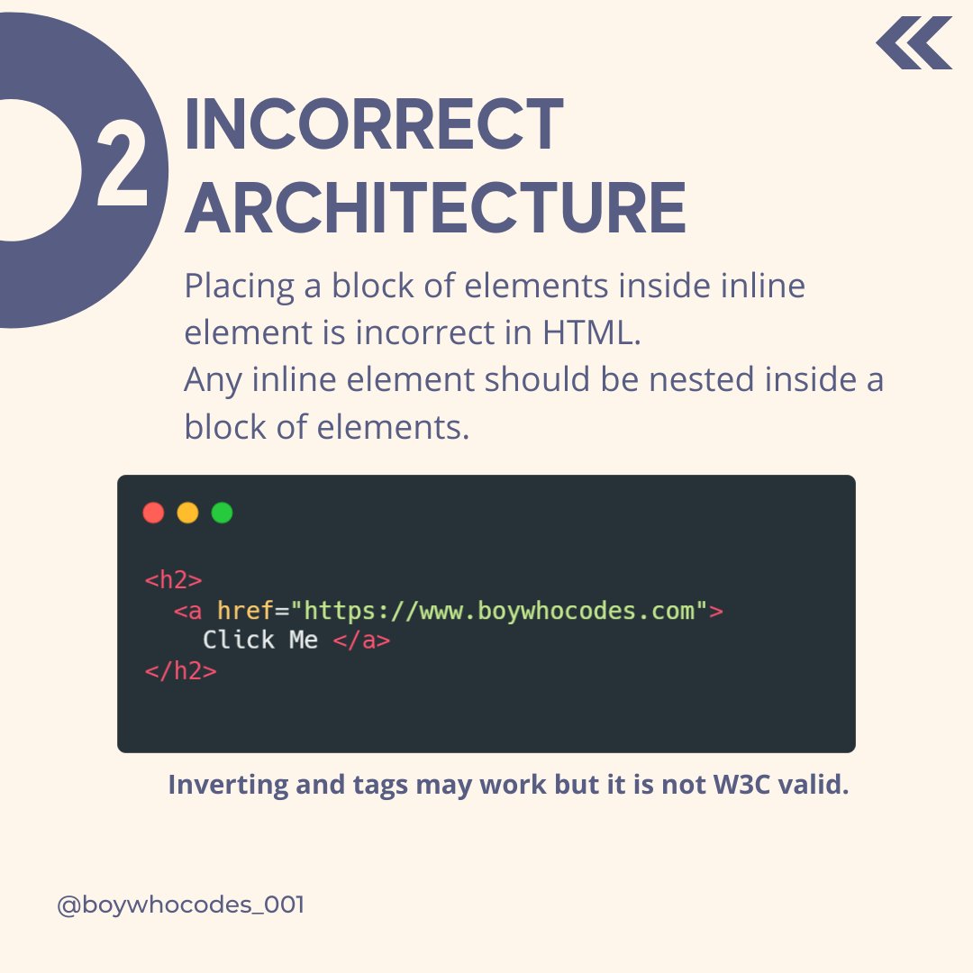 0xmaggi_sol's tweet image. 🚨 7 HTML Mistakes To Avoid For Beginners
.
.
.
#html #html_css #htmlcssjs #programming #developer #100daysofcode #css #html #html5 #htmlcoding #htmlcss #css3