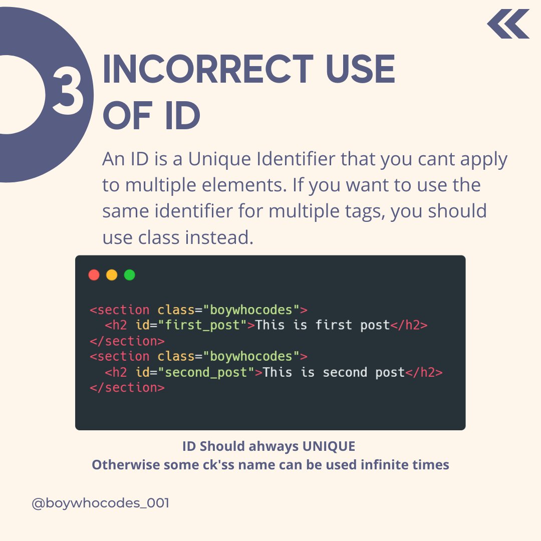 0xmaggi_sol's tweet image. 🚨 7 HTML Mistakes To Avoid For Beginners
.
.
.
#html #html_css #htmlcssjs #programming #developer #100daysofcode #css #html #html5 #htmlcoding #htmlcss #css3