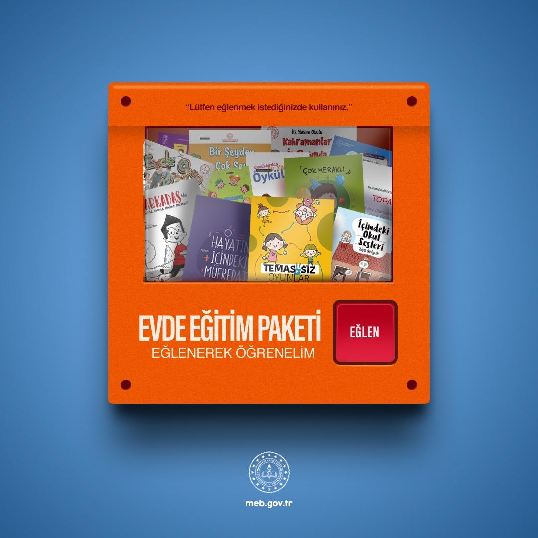 Sevgili Öğrencilerimiz,
Sıkıldıysanız, <a href="/tcmeb/">Millî Eğitim Bakanlığı</a> tam size göre bir çalışma gerçekleştirdi.

Keyifli içeriklerimiz;
“Evde Eğitim Paketi”nde!

👉 covid19.meb.gov.tr/EvdeEgitimPake…

 “EĞLEN” butonuna basarak içeriklerin keyfini çıkarabilirsiniz...