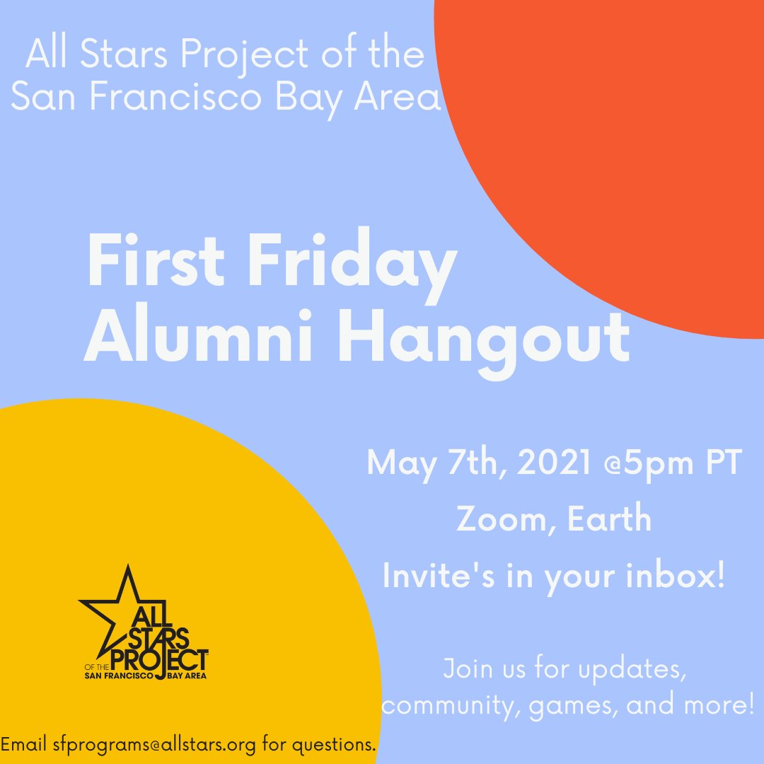 It's May, so don't delay alumni! Register for our monthly Alumni hangout happening THIS Friday, at 5pm PT! You can find the link in your email inbox! 📧