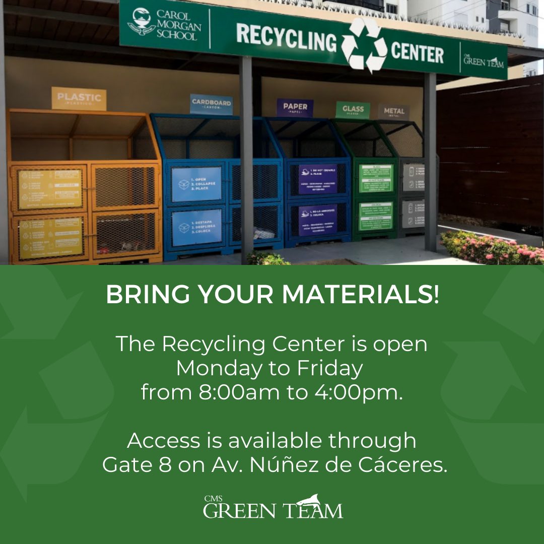 Carol Morgan School (@cmssharks) on Twitter photo CMS and <a href="/greenloverd/">Green Love</a> are pleased to receive your recycling materials at our CMS Recycling Center open to CMS and non-CMS families.
Let’s help our planet together. Share with your family and friends!
♻️
#cmsgreenteam CMS and <a href="/greenloverd/">Green Love</a> are pleased to receive your recycling materials at our CMS Recycling Center open to CMS and non-CMS families.
Let’s help our planet together. Share with your family and friends!
♻️
#cmsgreenteam