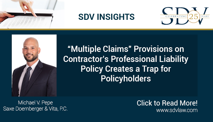 SDVLaw's tweet photo. “Multiple Claims” Provisions on Contractor’s Professional Liability Policy Creates a Trap for Policyholders. Click here to read more. >> https://t.co/dog3NonFbQ 
#litigation #sdvlaw #lawyers #attorney #insurance #insurancecoverage #insurancelaw #districtcourt #insurancepolicies https://t.co/nG6WEhDJ6s