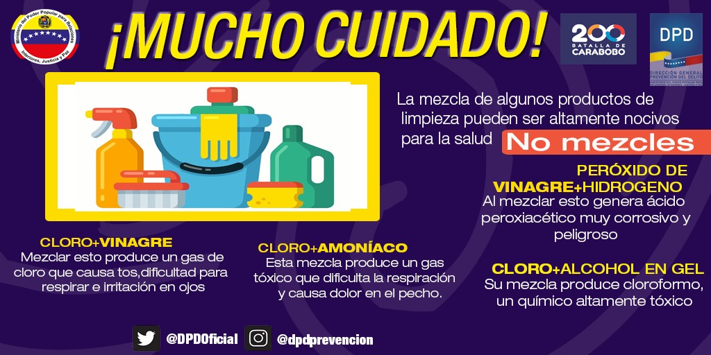 #DPDOficial #05May
La DPD te recomienda evitar la mezcla de ciertos productos de limpieza, ya que ésto puede poner es riesgo tu vida y tu salud. Infórmate aquí---->
#PrevenirPorLaVida