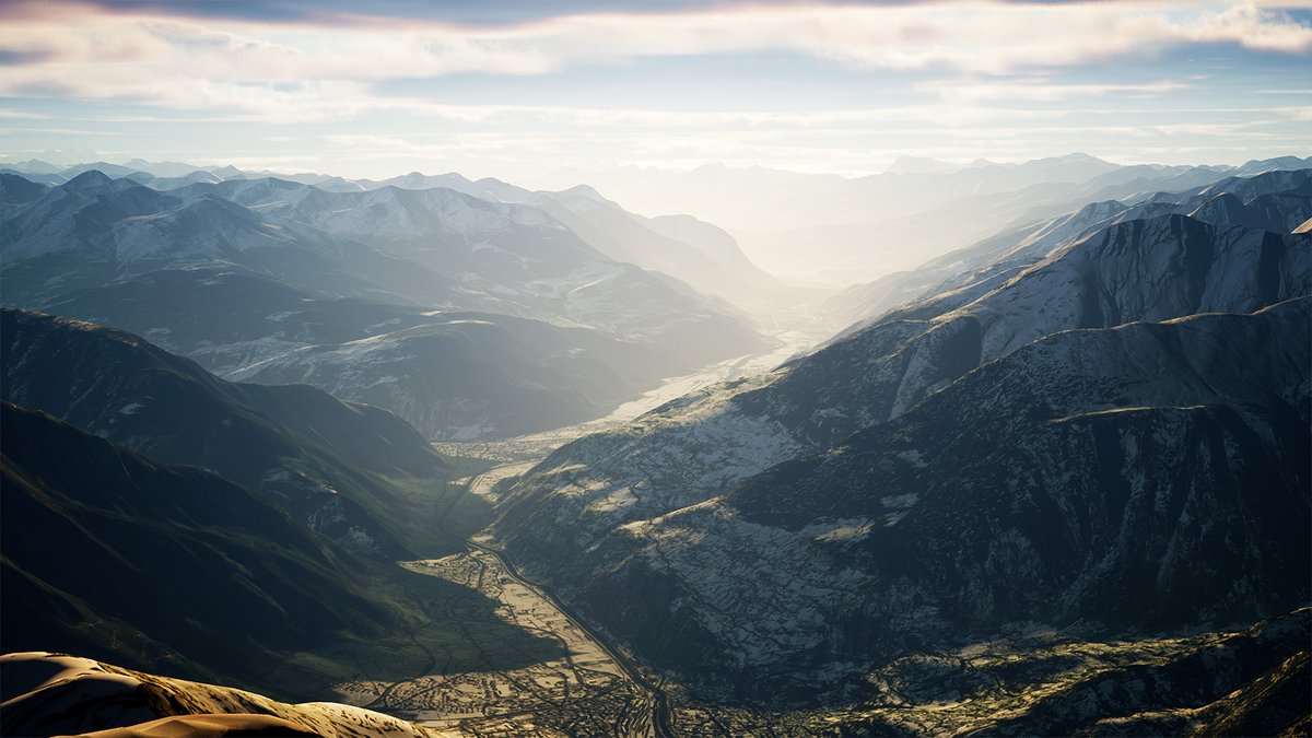 The Alps - #UnrealEngine 
More details: thegabmeister.com/blog/landscape…

I've been studying 3D geospatial terrains using #Cesium plugin for #UE4. Here's a screenshot of the level I made using data from the Alps.

<a href="/CesiumJS/">Cesium</a> #geospatial #environmentart #3dart #gameart #gamedev