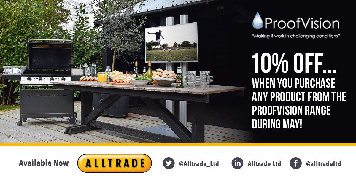 Alltrade_Ltd's tweet image. Enhance those outdoor spaces with this great offer! @CEDIA_EMEA @Install_Mag @ProofVision #outdoortv #bathroomtv