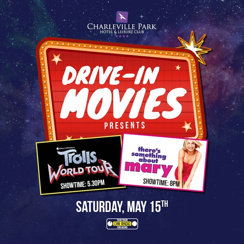 🎥 🚗 🍿 Drive in movies are back.. Join us on Sat 15th of May for FUN FUN FUN Tickets now on sale The Food Hut will be open & serving lots of movie specials.
