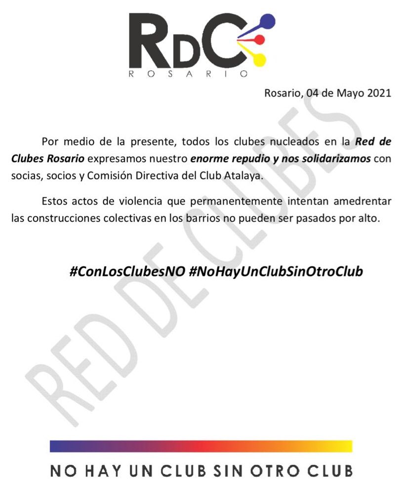 RedClubesRos's tweet photo. Comunicado Red de Clubes Rosario
#ConLosClubesNo
#NoHayUnClubSinOtroClub https://t.co/01Q4fq8v8c