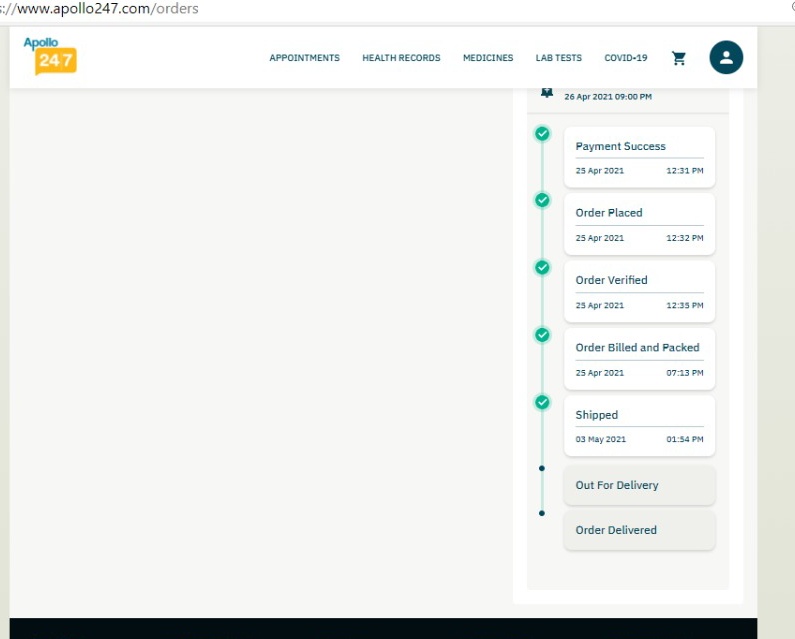 Simranjeet_sid's tweet photo. Order no. 248447569, this order was placed on Apr 25,2021 The medicines haven't been delivere yet  I have raised multiple queries but no response. queries posted through this option are not responded.@HospitalsApollo @ApolloPharmacy @jagograhakjago https://t.co/v55zLTiNiw