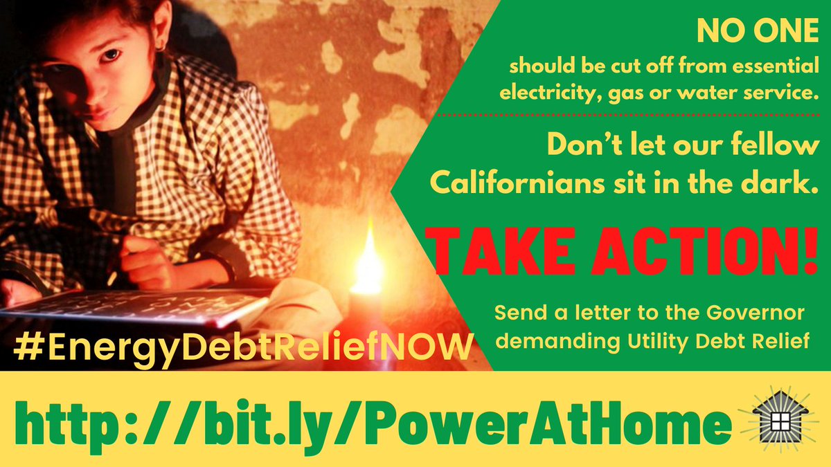 800,000 CA families face big debts w. no means to pay when utility shutoff moratorium ends. This will produce widespread electric, gas shutoffs. @CAGovernor Newsom <a href="/NancySkinnerCA/">Nancy Skinner</a> <a href="/PhilTing/">Phil Ting</a> must allocate $2B for energy debt. #PowerAtHome #EnergyDebtReliefNow #KeeptheLightsOnCA