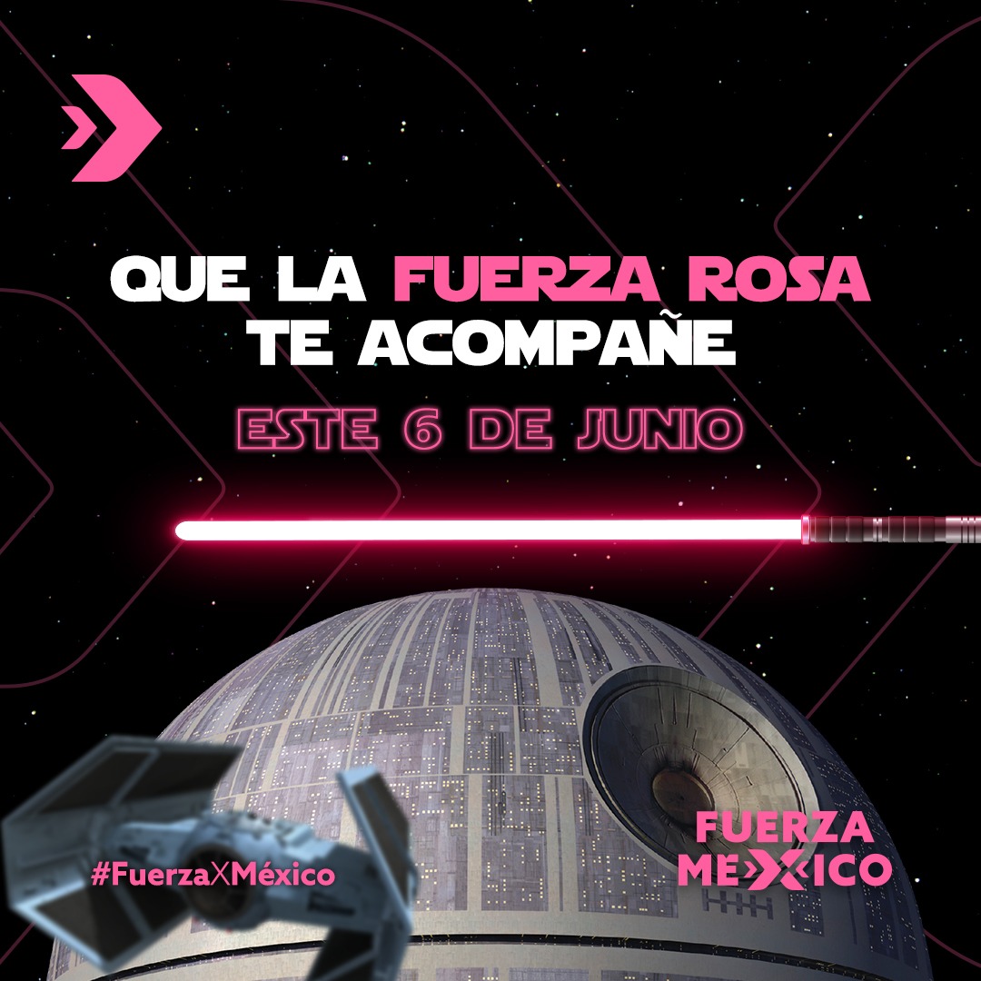 FXMPue's tweet photo. Que La Fuerza Rosa acompañe a toda Puebla. 
Vota este 6 de junio por nuestros candidatos que construyen la #FuerzaXMéxico.

#MayThe4th
#DiaDeStarWars
#FuerzaXPuebla https://t.co/JeoyAxFSjo