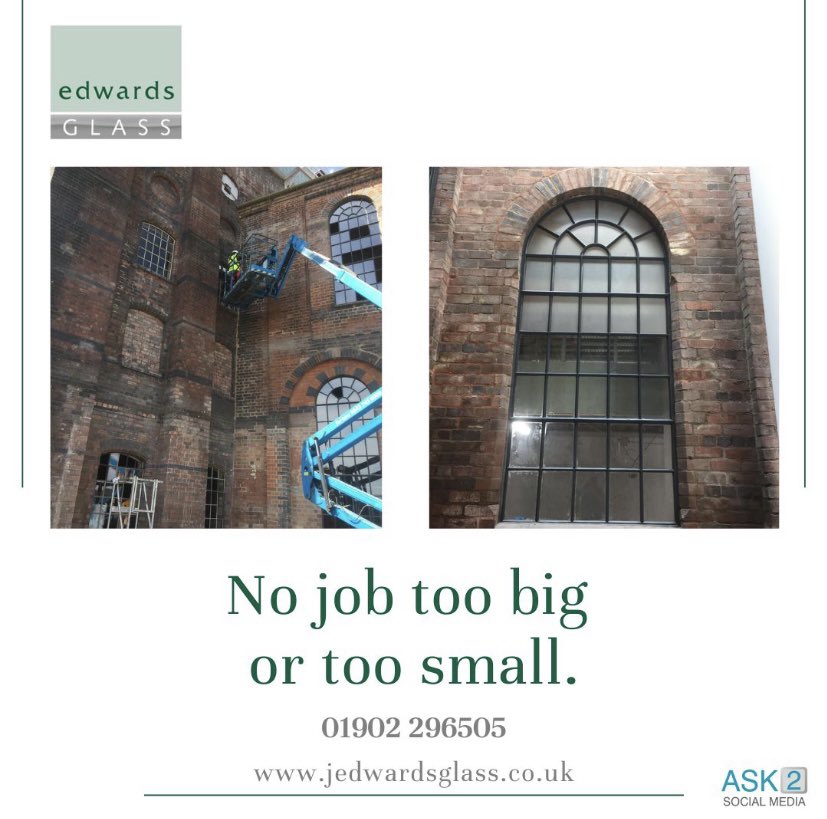 We deliver high quality commercial glazing installations for offices, retail space, leisure venues and industrial units.  We are CHAS registered
01902 296505  jedwardsglass.co.uk

#EdwardsGlass #CommercialBuildings #Glazing #Office #WorkPlace #AsbestosAwareness #Industrial