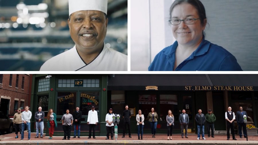 VisitIndy's tweet image. Now, the Circle City is gathered once again, celebrating the stories of resiliency as our industry moves forward 🙌 

Thanks to Anne McVey with @JWMarriottIndy, Chef Shumu Adem with @icclos Centerplate Catering, @HuseCulinary @stelmo staff, and all who make our city shine.