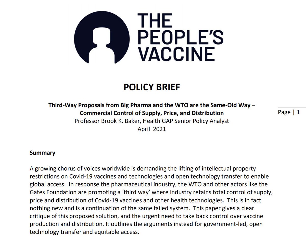 REQUIRED READING ahead of tomorrow's <a href="/WTO/">WTO</a> general council meeting: bit.ly/mustread_wto

Don't be fooled. This third-way proposal from Big Pharma and the <a href="/WTO/">WTO</a> is sadly just the same old way that won't work to end the pandemic! We need a #PeoplesVaccine!