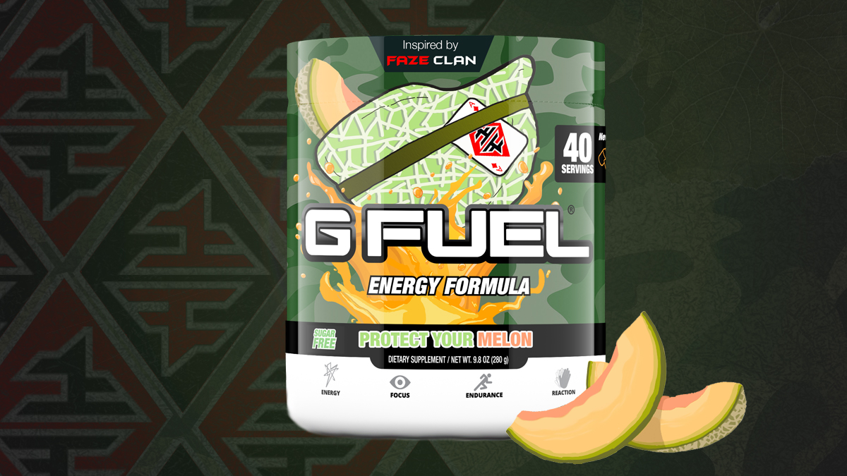 FAZE CLAN-TALOUPE?   When you are sniping with @fazeclan - be sure to PROTECT YOUR MELON from headshots!  The sweet summer cool taste of cantaloupe (and honeydew!) helps you ace the game with @GFuelEnergy refreshment. #fazegfuel #gfuel #flavordesigncontest #ProtectYourMelon