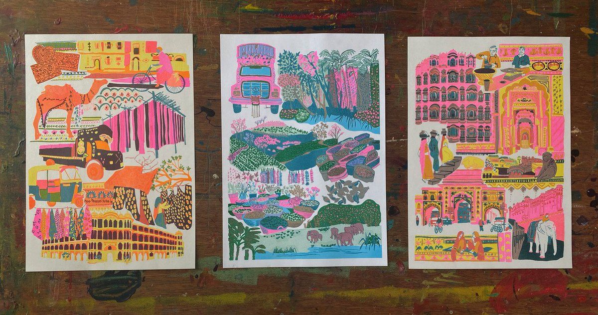 itsnicethat's tweet photo. Help support India's urgent Covid-19 crisis whilst also getting your hands on one of these beautiful prints > https://t.co/XjNGnwCtq9 https://t.co/Wb06YHCMHT