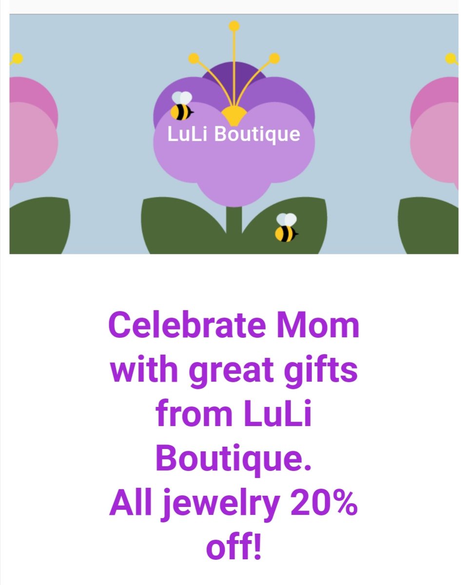 20% off jewelry at Luli Boutique!! Plus, $20 Tunics! Hand-painted silk scarves $26! 
Open Tuesday - Saturday 10:00-5:00 
Gift certificates available. 
*Sales and promotions cannot be combined.