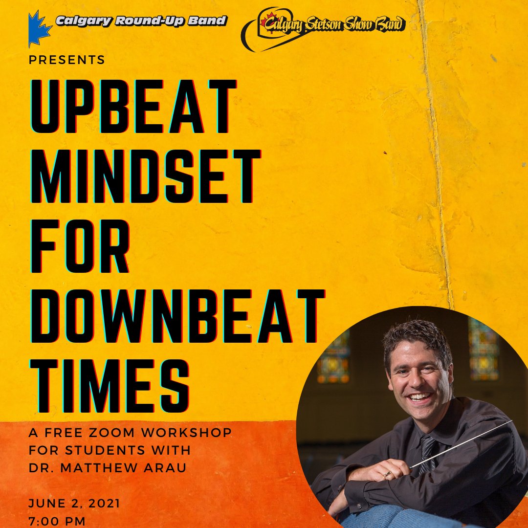 Save the date! Join Dr. Mattew Arau on June 2nd as he provides techniques and strategies for resetting your mindset and reaching your full potential. Stay tuned for Zoom registration soon.  

#yyc #yycarts #yycyouth #yycnow #yycliving #marchingband #band