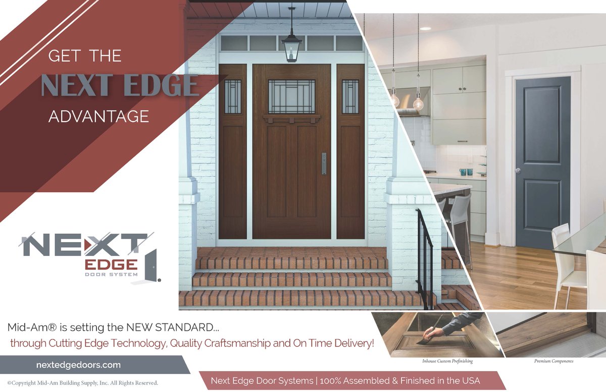 MidAmBuilding's tweet photo. #MidAm is setting the new standard through cutting edge technology, quality craftsmanship and a wide selection of prefinish options. #NextEdge Doors - Beautiful doors that create beautiful homes. https://t.co/TGEvB3Nt6X