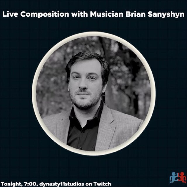 Player2theapp's tweet photo. Don’t miss the artistry of Composer Brian Sanyshyn, live on tonight at 7:00 EST on Twitch (dynasty11studios)! #player2 #gaming #gaminglife #gamergirl #gamers #videogames #games #ps #playstation #play #xbox #xboxone #nintendo #pc #pcgaming #streamer #twitch #soundtrack #gamemusic https://t.co/7ckZziTI6P