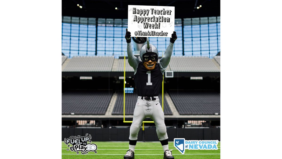 Happy Teacher Appreciation Week! On behalf of the @nevadamilk and the @Raiders, thank you to all the educators that continue to fuel greatness in the lives of children. #HappyTeacherAppreciationWeek #ThankATeacher #WeLeadNV #FuelGreatness