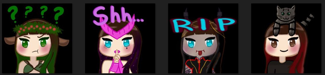 Created a set of emotes based on my <a href="/GodsUnchained/">Gods Unchained</a> cosplays! Currently only available in <a href="/CopperPitch/">CopperPitch</a>'s discord server - maybe coming soon to twitch.tv/shaleby_????